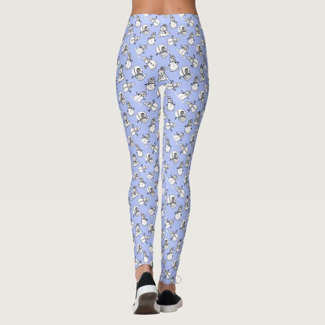 Leggings Snowmen mignon Pastel Bleu Motif (Dos)