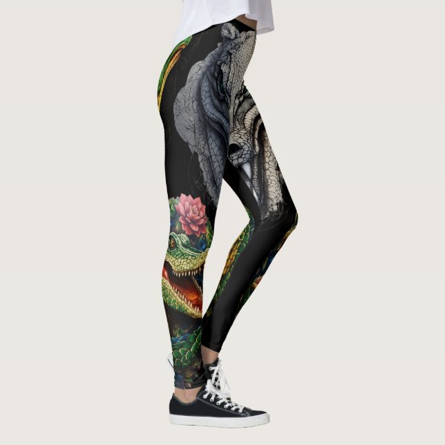 Leggings "Sobek's Serenity : Abstrait Crocodile Head Tattoo (Droite)