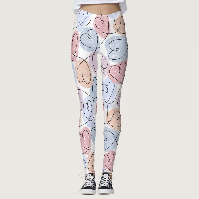 Leggings Soft Hearts : Continuous Line Valentine's (Devant)