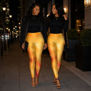 Leggings Solaire Flamboyant Or et Cramoisi Abstrait