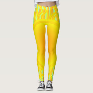 Leggings Soleil chaud avec rayons sur les bandes Aqua et Or
