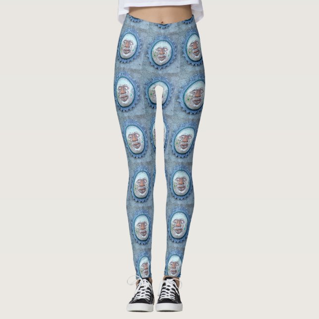 Leggings soleil souriant bleu (Devant)