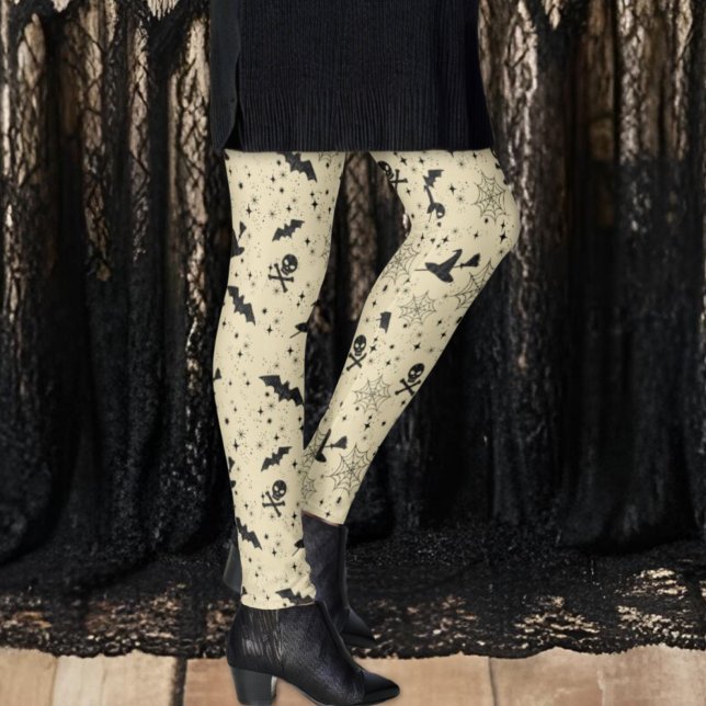 Leggings Sorcière de chauve dentelle noire Casquette crânes (Créateur téléchargé)