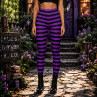 Sorcière Méchante Halloween rayé violet et noir