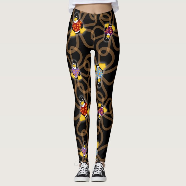 Leggings Soudainement guêtres de pingouins (foncées) (Devant)