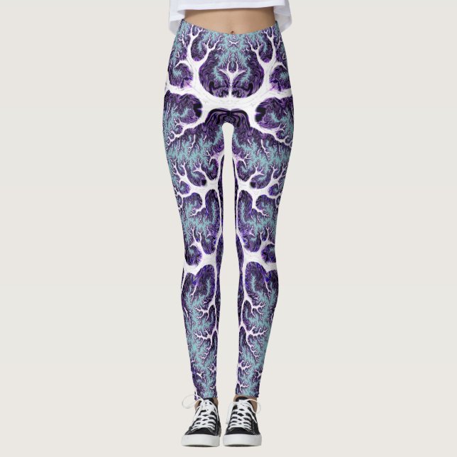 Leggings SOUPLESSE ~ Bleu bleu violet blanc 3D ~ (Devant)