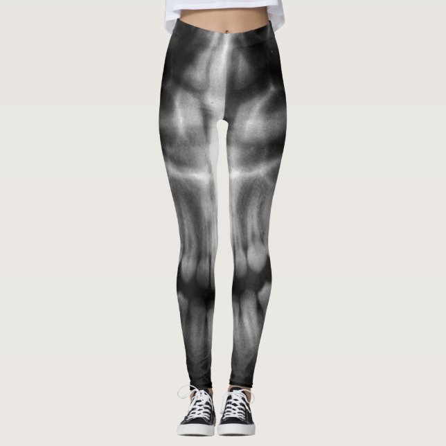 Leggings Sourire noir et blanc de la bouche des dents de ra (Devant)