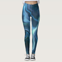 Leggings spandex marbrés turquoise et bleu