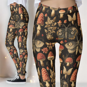 Leggings Spécimen de champignon gothique sombre Moth de l'a
