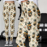 Spécimen Vintage de Coléoptère à Motif Floral Crèm