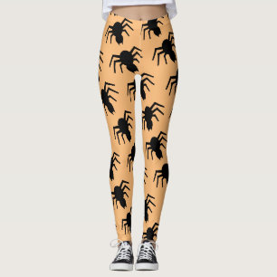 Leggings Spider motif noir orange