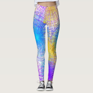 Leggings Spirale colorée bleu jaune violet 