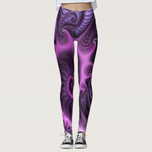 Leggings Spirale d'art fractal abstrait rose violet vif
