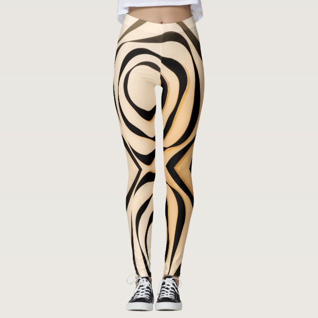 Leggings spirale noire géométrique sur arrière - plan de co (Devant)