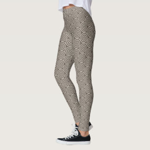 Leggings Spirales abstraites élégantes sur fond marron