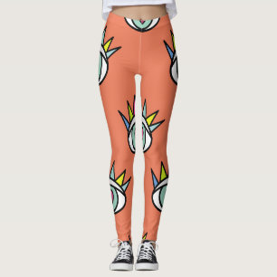 Leggings Sport yeux motif, psychédélique vintage.