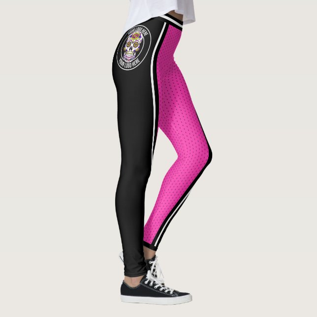 Leggings Sports pom-pom girl rose noir large rayé (Droite)
