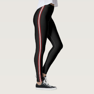 Leggings Sporty athlétique rayé rouge blanc noir