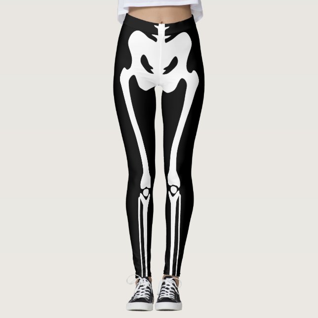 Leggings Squelette de Halloween. Os de jambe (Devant)