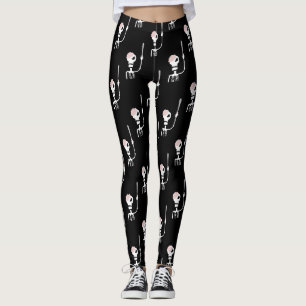 Leggings squelette d'Halloween avec une épée