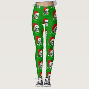 Leggings squelette gothique de Noël père Noël