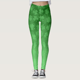 Leggings St. Patrick's Day green shamrock ombre motif