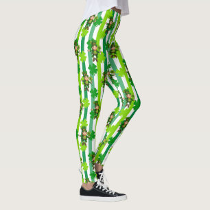 Leggings St. Patrick's Day Leprechaun Shamrock Vert Noir