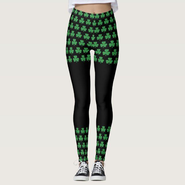 Leggings St. Patrick's Day Parties scintillant Shamrock Cut (Devant)
