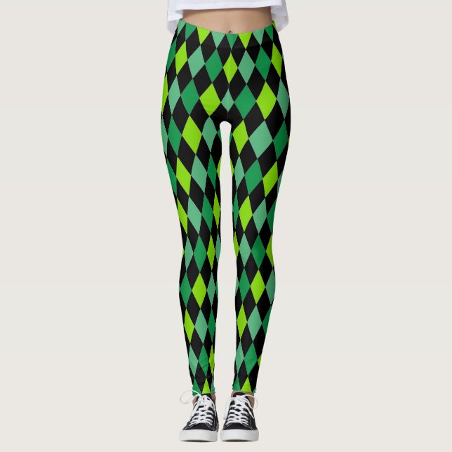 Leggings St. Patrick's Day Vert Motif noir amusant (Devant)