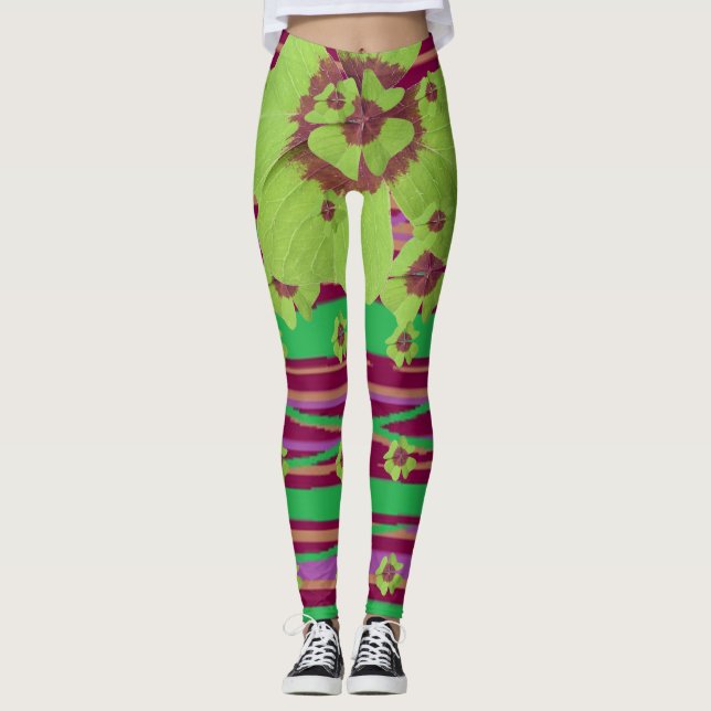 Leggings St. Patrick's - Toutes les pattes Shamrocks de Clo (Devant)