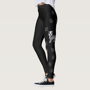 Leggings Staffie bleu et blanc Chien de dessin animé mignon