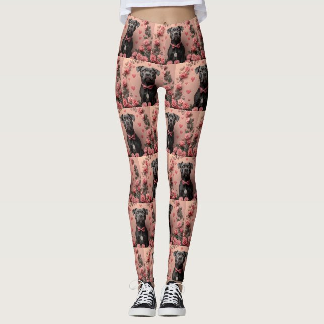 Leggings Staffordshire américain avec Roses - Saint-Valenti (Devant)