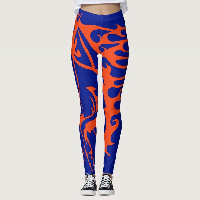 Leggings Stallion à cheval orange et bleu Pony Stallion Ste (Devant)