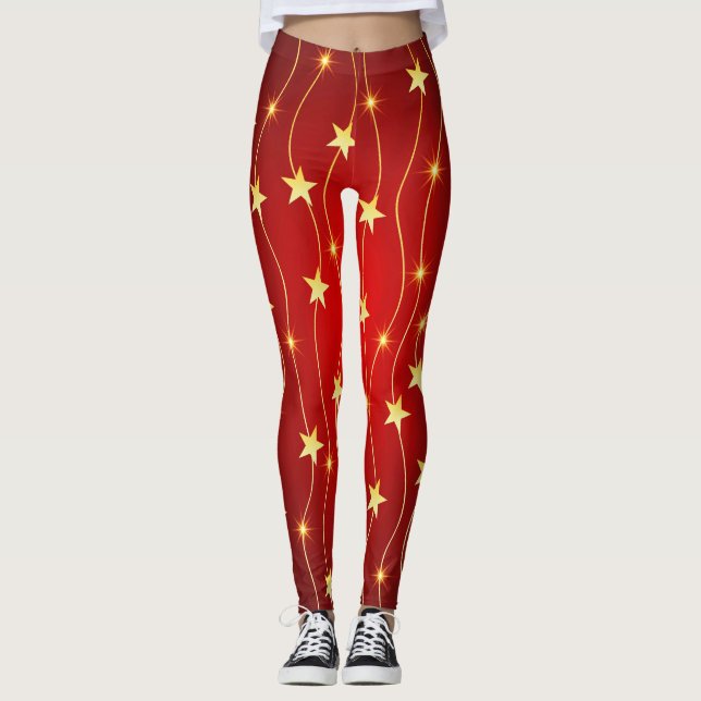 Leggings Star Adored Ruby Motif rouge (Devant)