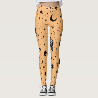 Leggings - Starry Night & Moon Phases Motif