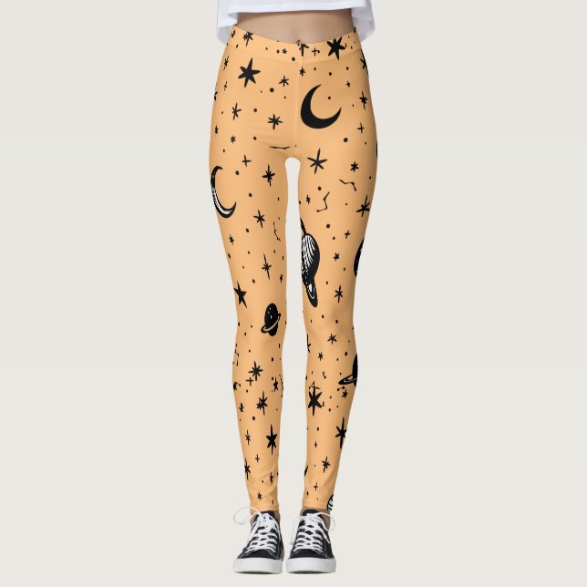 Leggings - Starry Night & Moon Phases Motif (Devant)