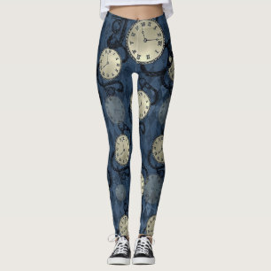 Leggings Steampunk gothique punk horloges & crânes T-S Legg