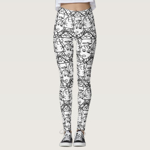 Leggings Stick noir et blanc Crazy Motif Angel Scribble