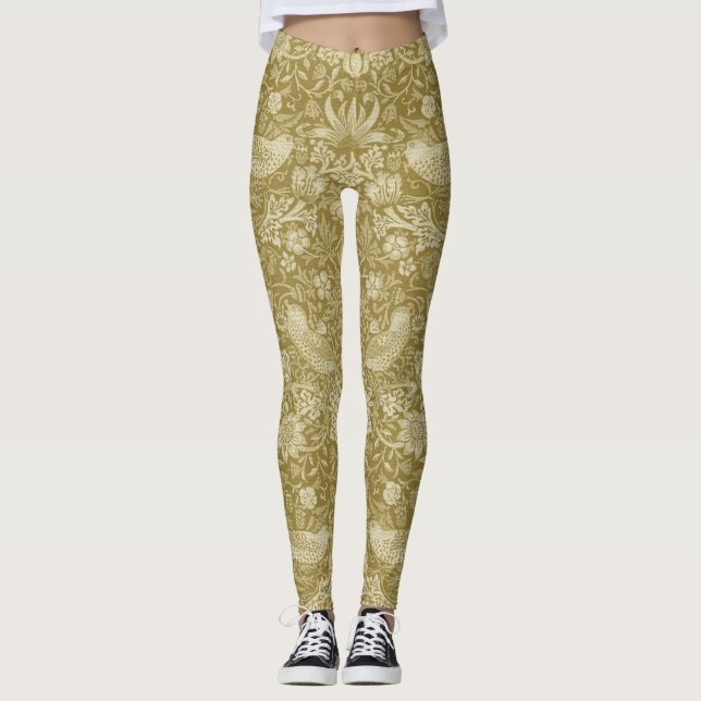 Leggings Strawberry Thief Gold, William Morris (Devant)