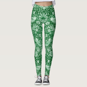 Leggings Strawberry Thief Green, William Morris