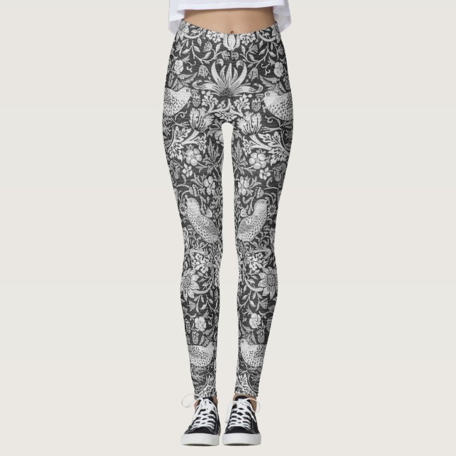 Leggings Strawberry Thief Grey, William Morris (Devant)