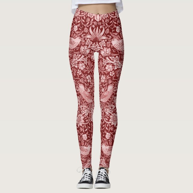 Leggings Strawberry Thief Maroon, William Morris (Devant)
