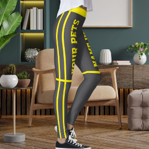 Leggings Stripes Gris Jaune Clair Personnalisées Noms des a