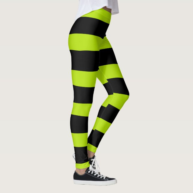 Leggings Stripes inégales - Lime vert et noir (Droite)