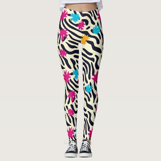 Leggings Stripes zébrées Abstraites avec pellicule de peint (Devant)