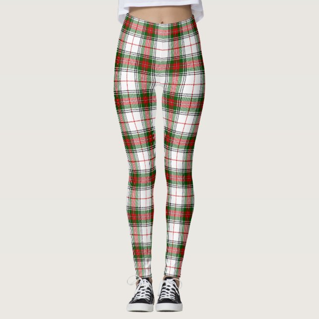 Leggings Stuart / Stewart tartan blanc rouge vert plaid (Devant)