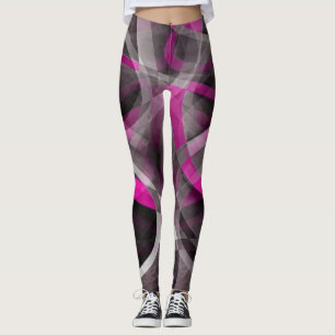 Leggings Style années 80 Fucshia rose et gris courbes Patte