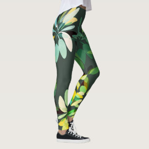 Leggings Style Aventure Impression de feuillages verts lumi