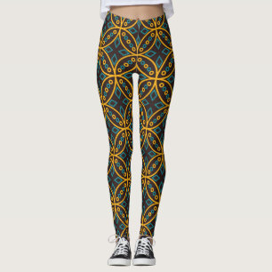 Leggings Style batik vintage sur marron.