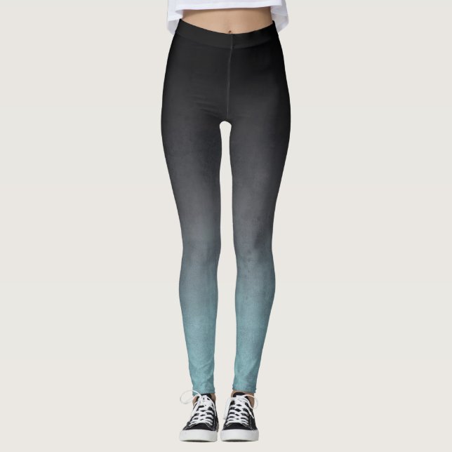 Leggings Style Black Grey Turquoise rustique ombre (Devant)